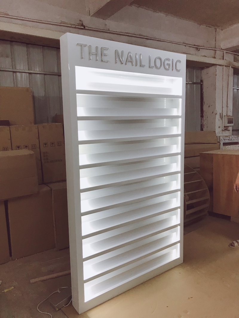 NR001American luxury nail shop customized nail polish rack with led light