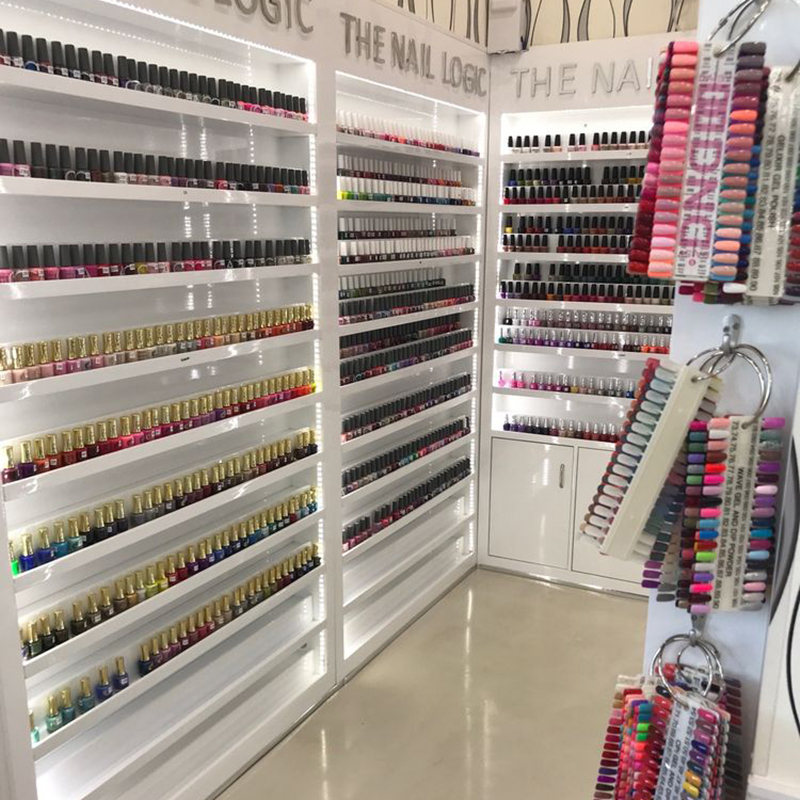 NR001American luxury nail shop customized nail polish rack with led light