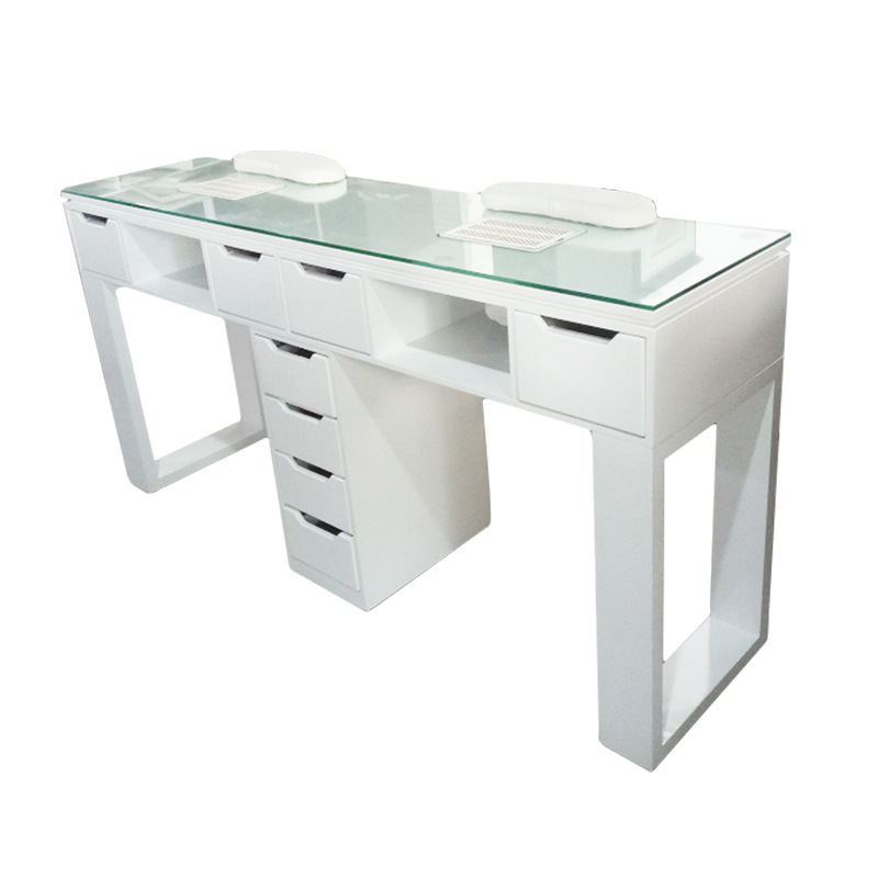 M888 Glass top nail table white nail tables