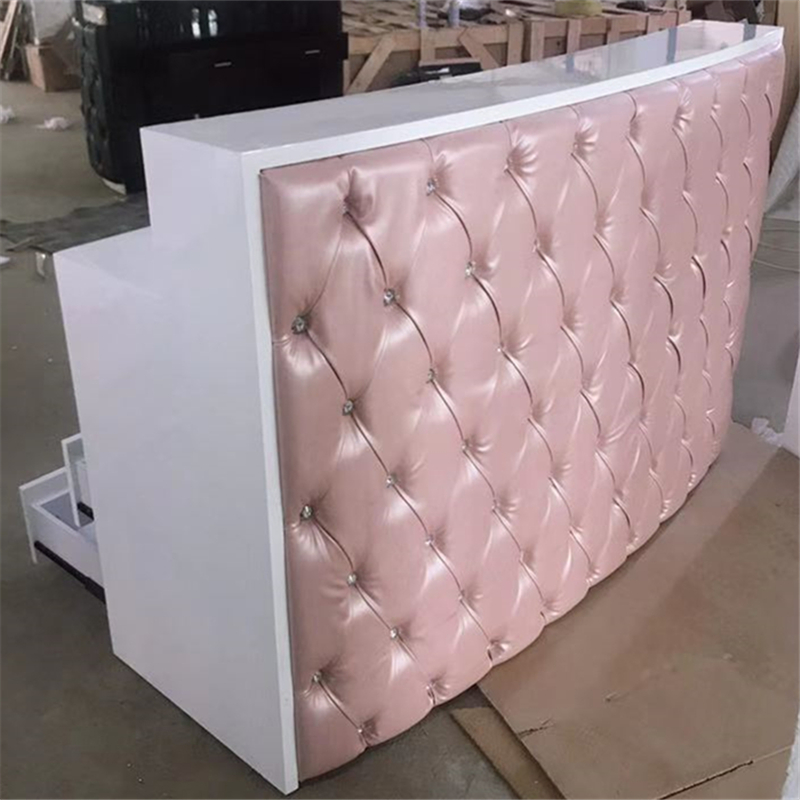 RD2058B Princess design nail bar pink front counter desk