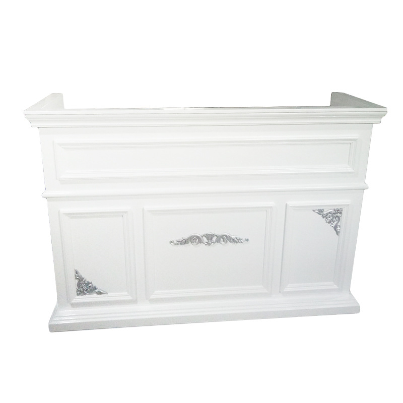 RD2059 Vintage white curved salon reception desk