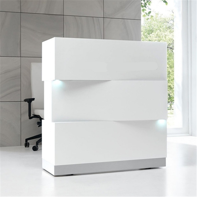 R006A Creative white glossy modern reception desk