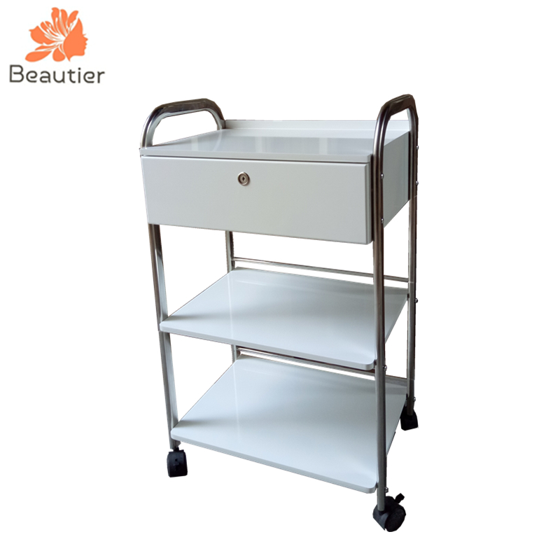 TC6017 White lacquer trolley cart for beauty salon