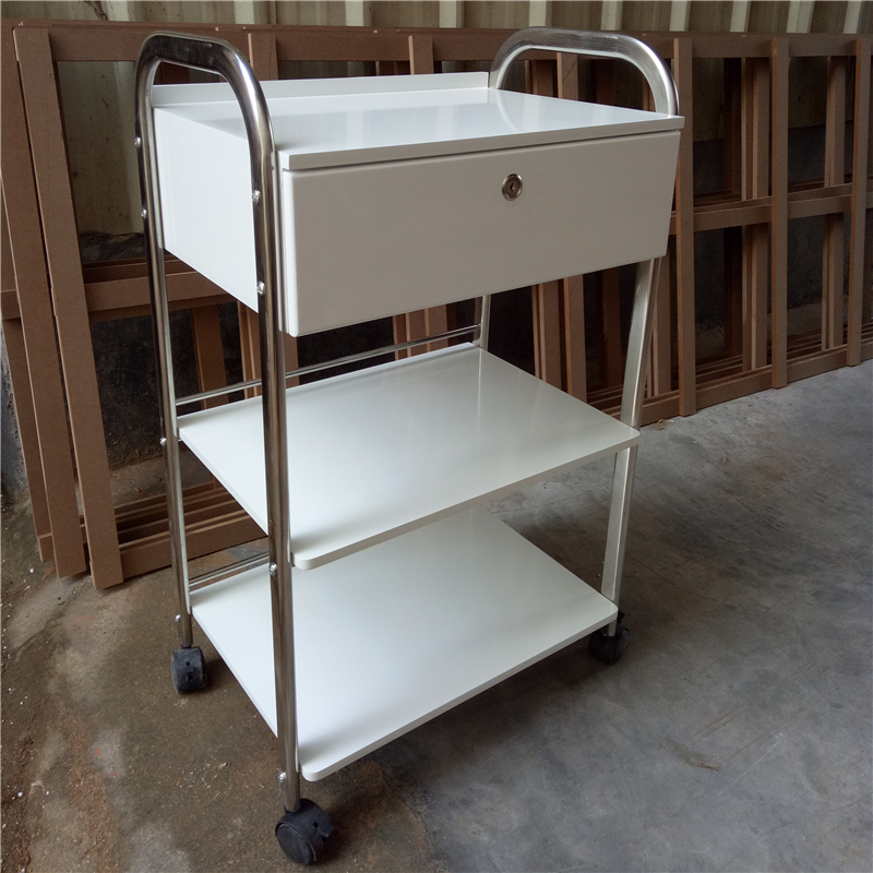 TC6017 White lacquer trolley cart for beauty salon