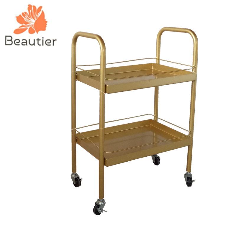 TC7047 Golden steel frame salon trolley cart