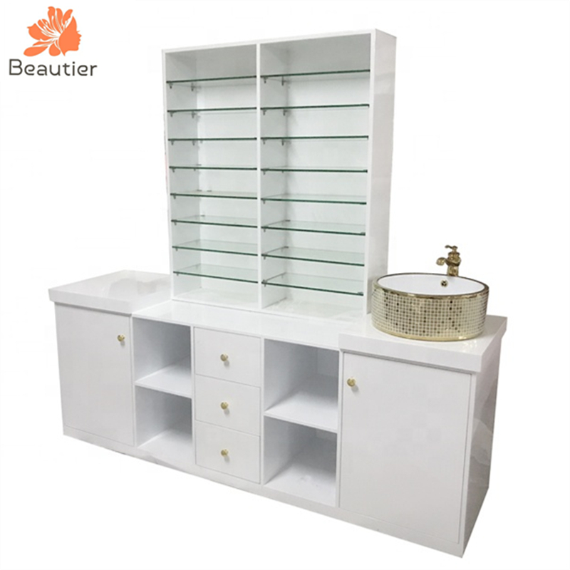 NK013 Custom made storage salon shampoo cabinet with bowl