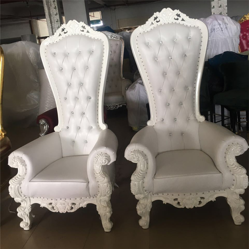 KC2001 Queen style high back White throne chair 