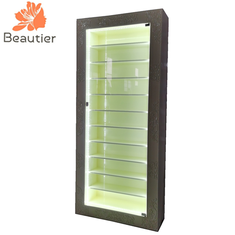 NR87 Customized beauty salon nail polish rack with glass door