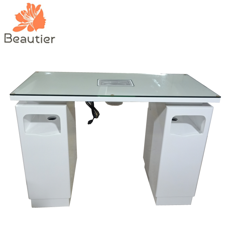 M748 nail table with glass top white manicure tables