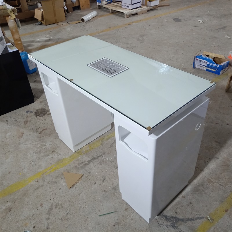 M748 nail table with glass top white manicure tables