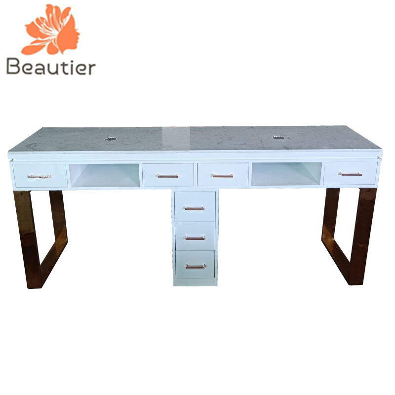 M888-2 Double seat with gold metal legs nail tech tables