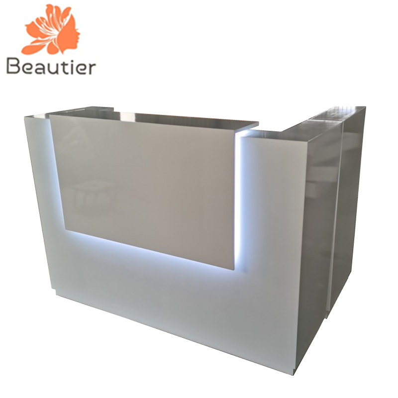 RD2090 White lacquer L shape LED reception desk for sale